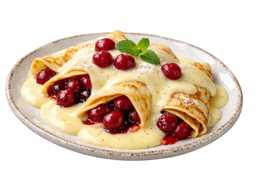 Don Carlos Pizzéria - Vaníliás-meggyes palacsinta (2 db) - Desszertek - Online rendelés